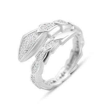 Серебряное кольцо с фианитами, вес изделия 3,93 гр (2153818) 17.5 размер 2153818 фото