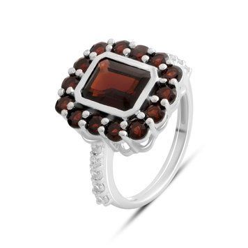 Серебряное кольцо с натуральным гранатом 5.492ct, вес изделия 5,66 гр (2181378) 18 размер 2181378 фото