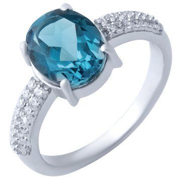 Серебряное кольцо с топазом Лондон Блю 2.235ct, вес изделия 3,16 гр (1917206) 18 размер 1917206 фото