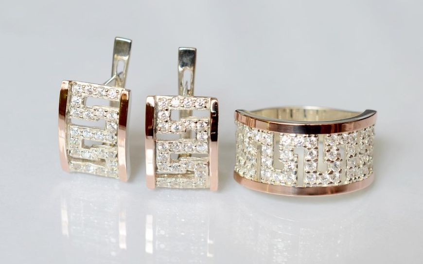 Срібний набір із золотими пластинами 2795762021 фото