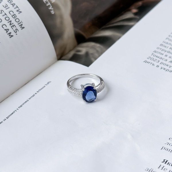 Серебряное кольцо с искуственным танзанитом nano 2.652ct, вес изделия 3,02 гр (2111696) 18 размер 2111696 фото