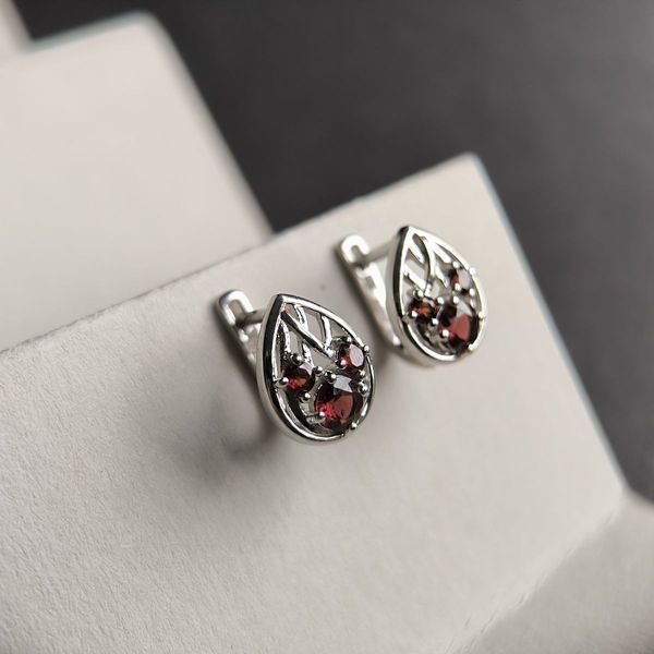 Серебряные серьги с натуральным гранатом 1.808ct (2182016) 2182016 фото