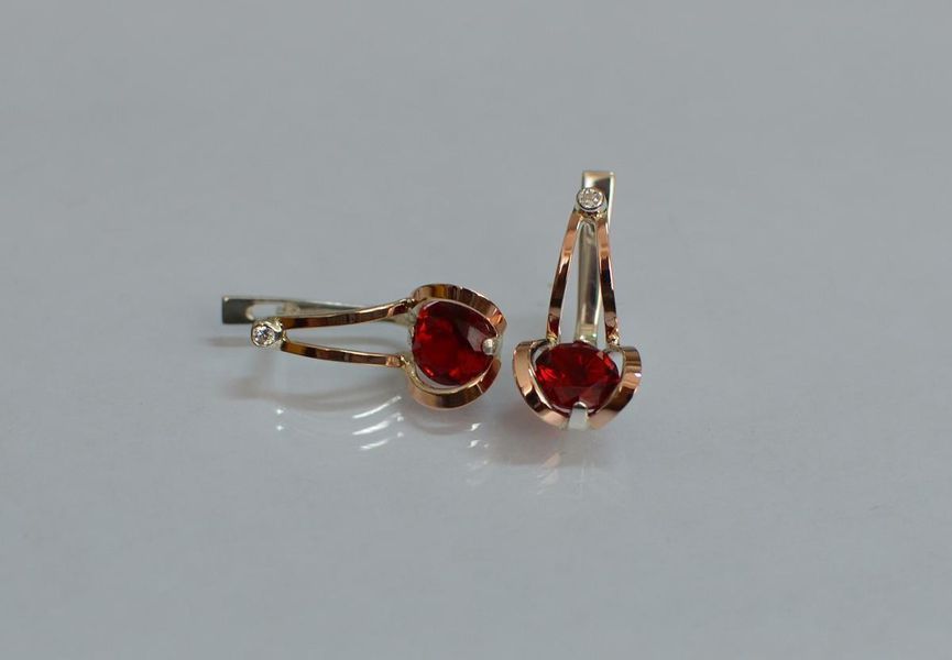 Серебряные серьги с пластинами из золота 2795762394 фото