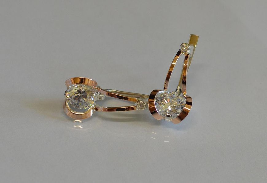 Серебряные серьги с пластинами из золота 2795762394 фото