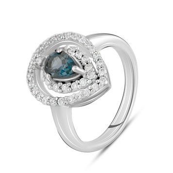 Серебряное кольцо с топазом Лондон Блю, вес изделия 4,97 гр (2099161) 18 размер 2099161 фото