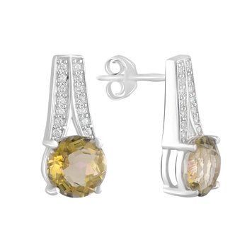 Серебряные серьги с цитрином nano 5.8ct, фианитами (2122876) 2122876 фото