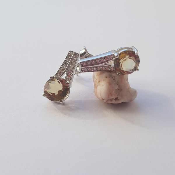 Серебряные серьги с цитрином nano 5.8ct, фианитами (2122876) 2122876 фото