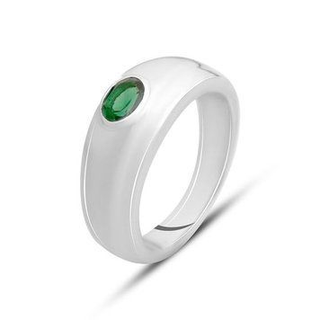 Серебряное кольцо с изумрудом nano 0.342ct, вес изделия 5,72 гр (2141143) 18 размер 2141143 фото
