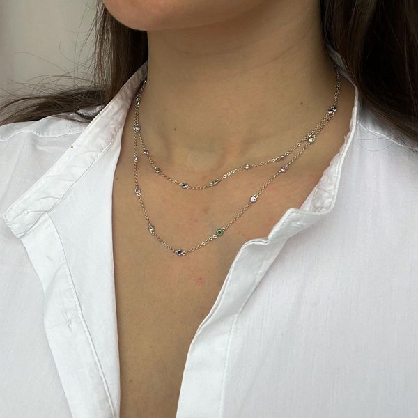 Серебряное колье с фианитами, вес изделия 7,35 гр (2137672) 400450 размер 2137672 фото Серебряное колье с фианитами, вес изделия 7,35 гр (2137672) 400450 размер 2137672 фото