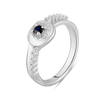 Серебряное кольцо с натуральным сапфиром 0.125ct, вес изделия 3,22 гр (2103714) 18.5 размер 2103714 фото