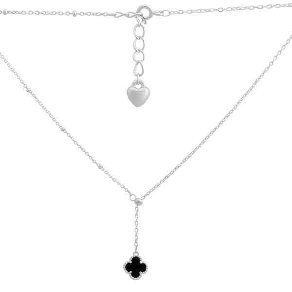 Серебряное колье с натуральным ониксом, вес изделия 3,2 гр (60002134) 450500 размер 2182719b фото Серебряное колье с натуральным ониксом, вес изделия 3,2 гр (60002134) 450500 размер 2182719b фото