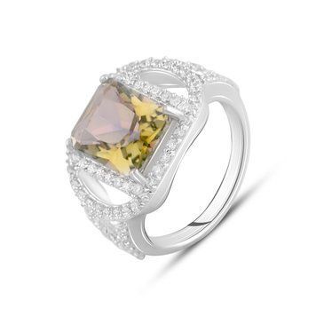 Серебряное кольцо с цитрином nano 3.577ct, фианитами, вес изделия 4,34 гр (2123170) 17 размер 2123170 фото