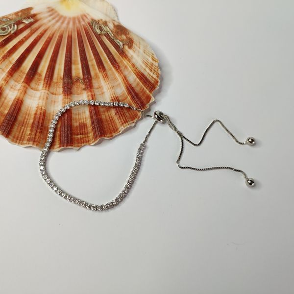Серебряный браслет с фианитами, вес изделия 3,9 гр (2128892) adjustable размер 2128892 фото