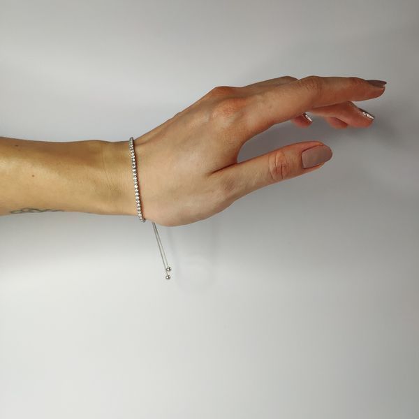 Серебряный браслет с фианитами, вес изделия 3,9 гр (2128892) adjustable размер 2128892 фото