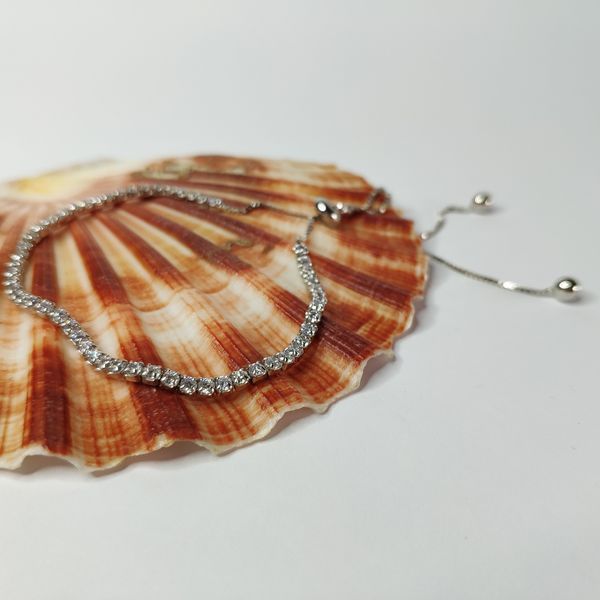 Серебряный браслет с фианитами, вес изделия 3,9 гр (2128892) adjustable размер 2128892 фото