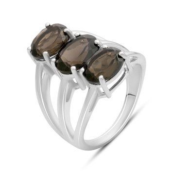 Серебряное кольцо с натуральным раухтопазом (дымчатым кварцем) 5.433ct, вес изделия 7,62 гр (2177821) 18.5 размер 2177821 фото