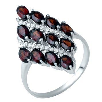 Серебряное кольцо с натуральным гранатом 3.977ct, вес изделия 4,17 гр (1937990) 18.5 размер 1937990 фото