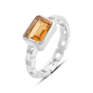Серебряное кольцо с Натуральным золотим кварцем 1.725ct, вес изделия 3,56 гр (2165804) 17.5 размер 2165804 фото