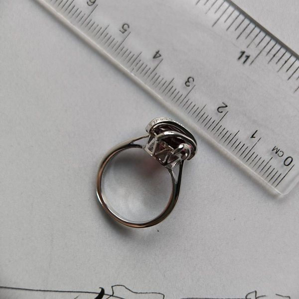 Срібна каблучка з натуральним гранатом 4.055ct, вага виробу 4,36 гр (2182214) 17.5 розмір 2182214 фото