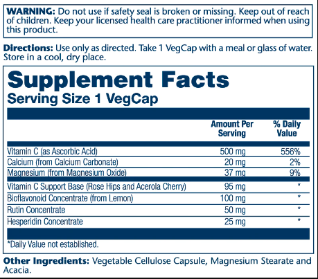 Vitamin C with Bioflavonoid Concentrate 500mg - 100 vcaps 23540 фото